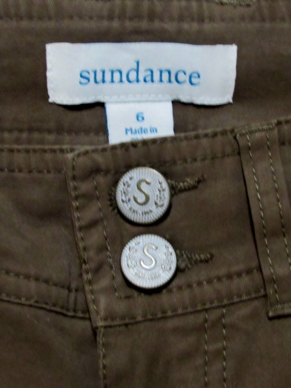 NEW Women's Ladies SUNDANCE Brown Stretch Embroidered Fatique Style Pants 6 $148 - Picture 12 of 12